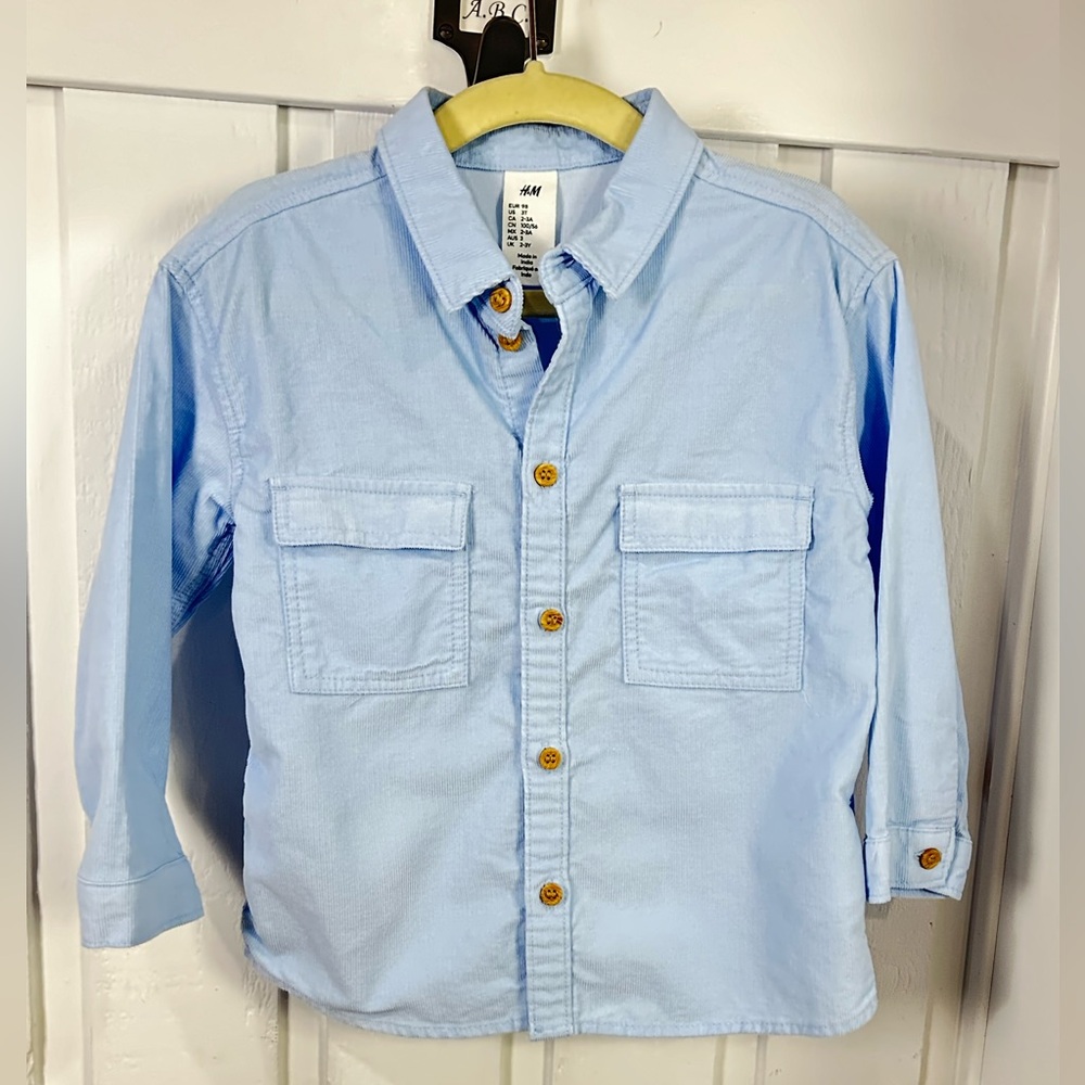 H&M blue button down shirt Sz 3T